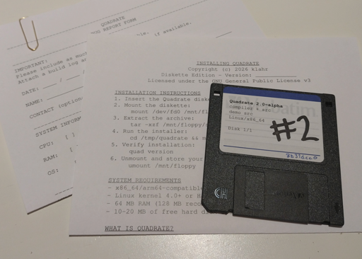 Quadrate diskette